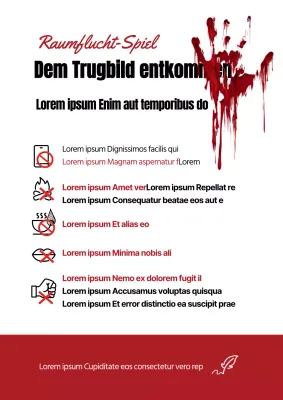 Rotes, beängstigendes Horror-Konzept Flucht Spiel warnendes Poster