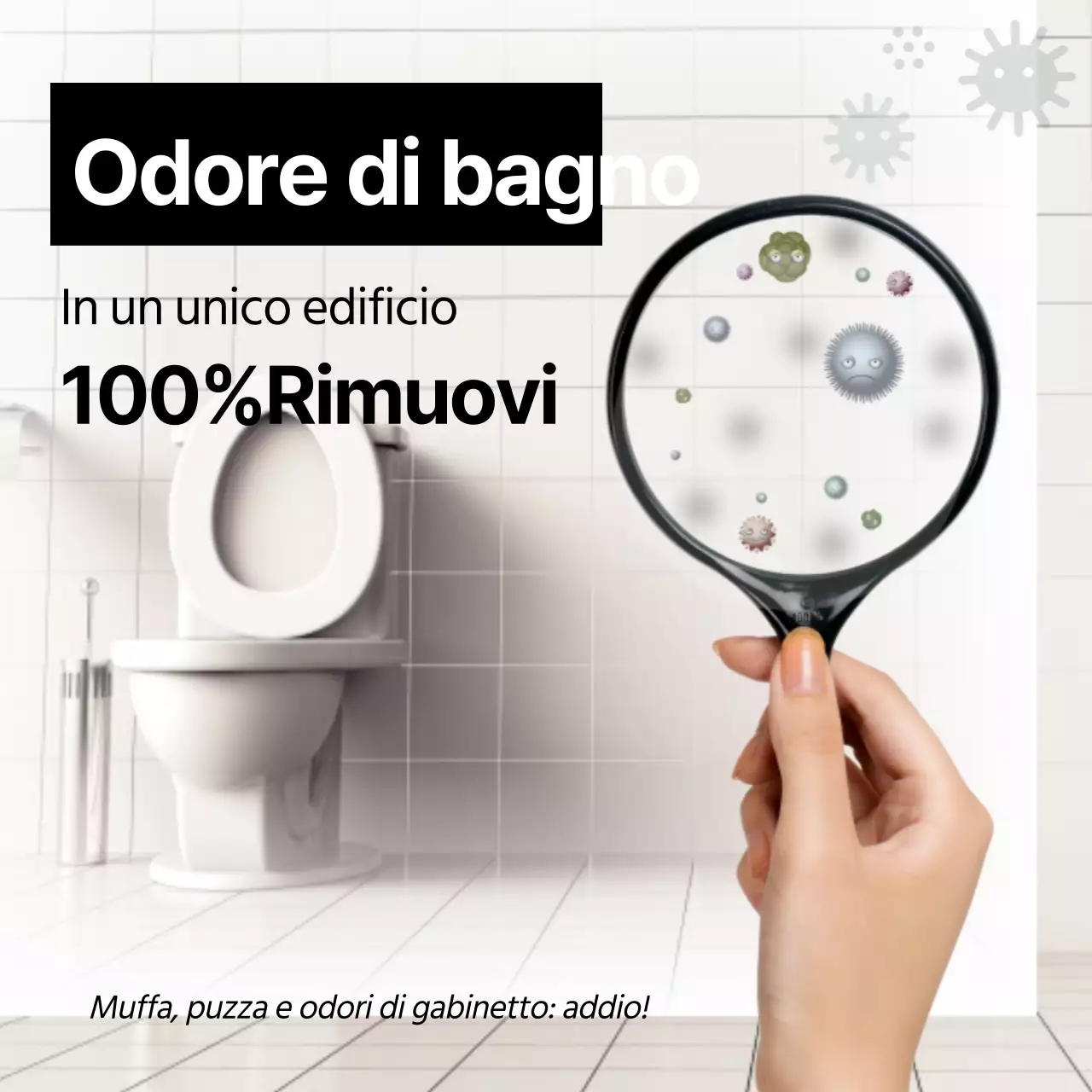 Odore di muffa Odore di toilette eliminato al 100% in una sola installazione Promozione aziendale