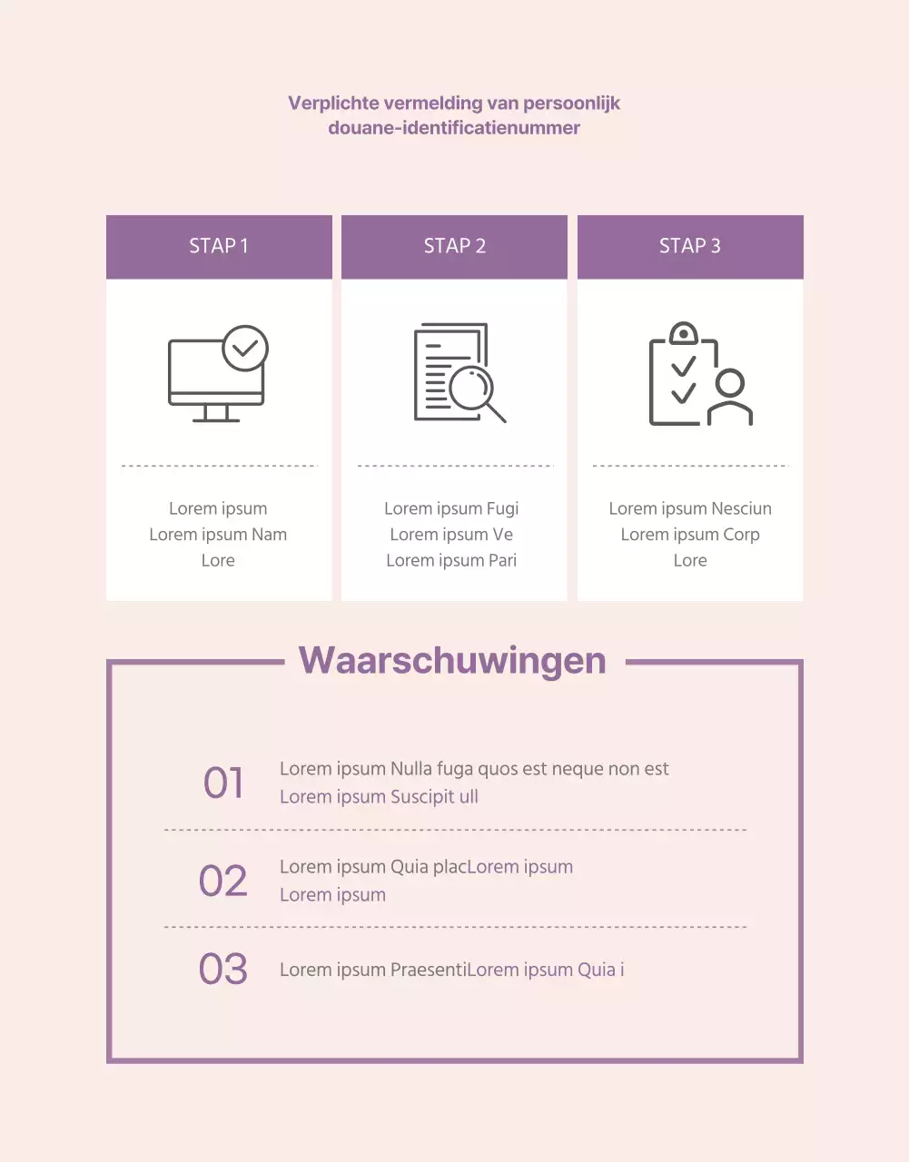 Eenvoudige overzeese aankooppagina met paarse accenten