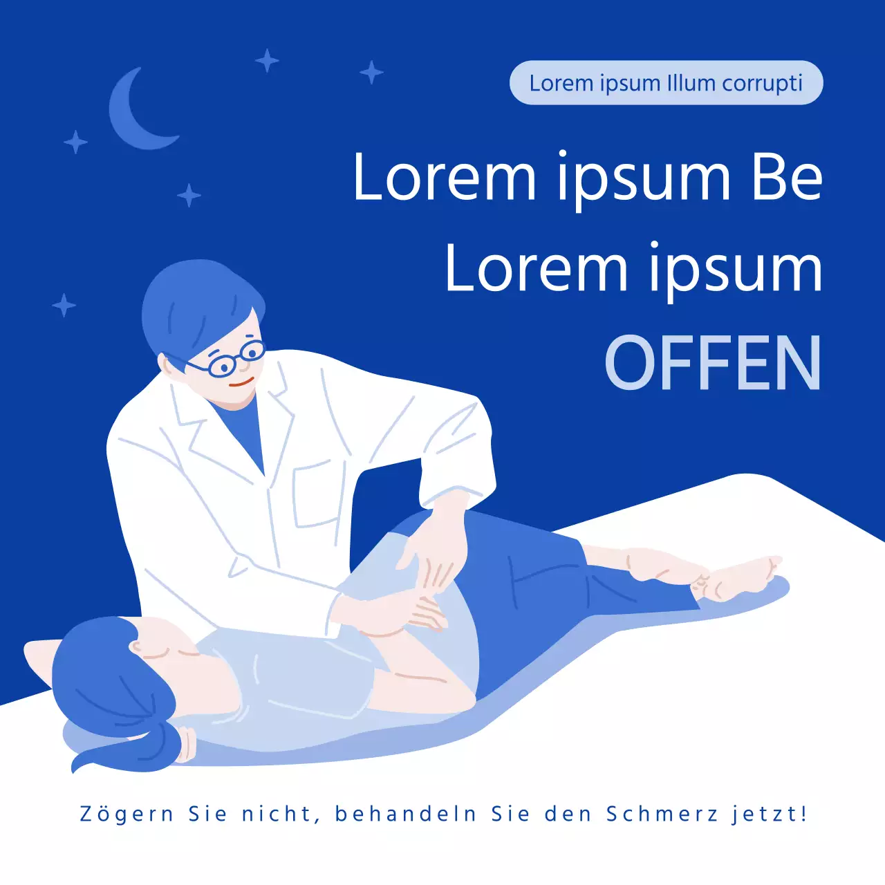 Eine blaue, saubere Illustration und Infografik mit einem Hydrotherapie-Konzept