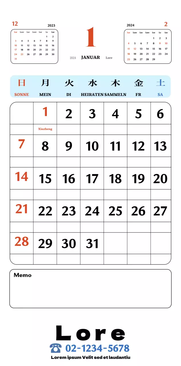 Rote und blaue Retro-Untersetzer Erinnerungskalender