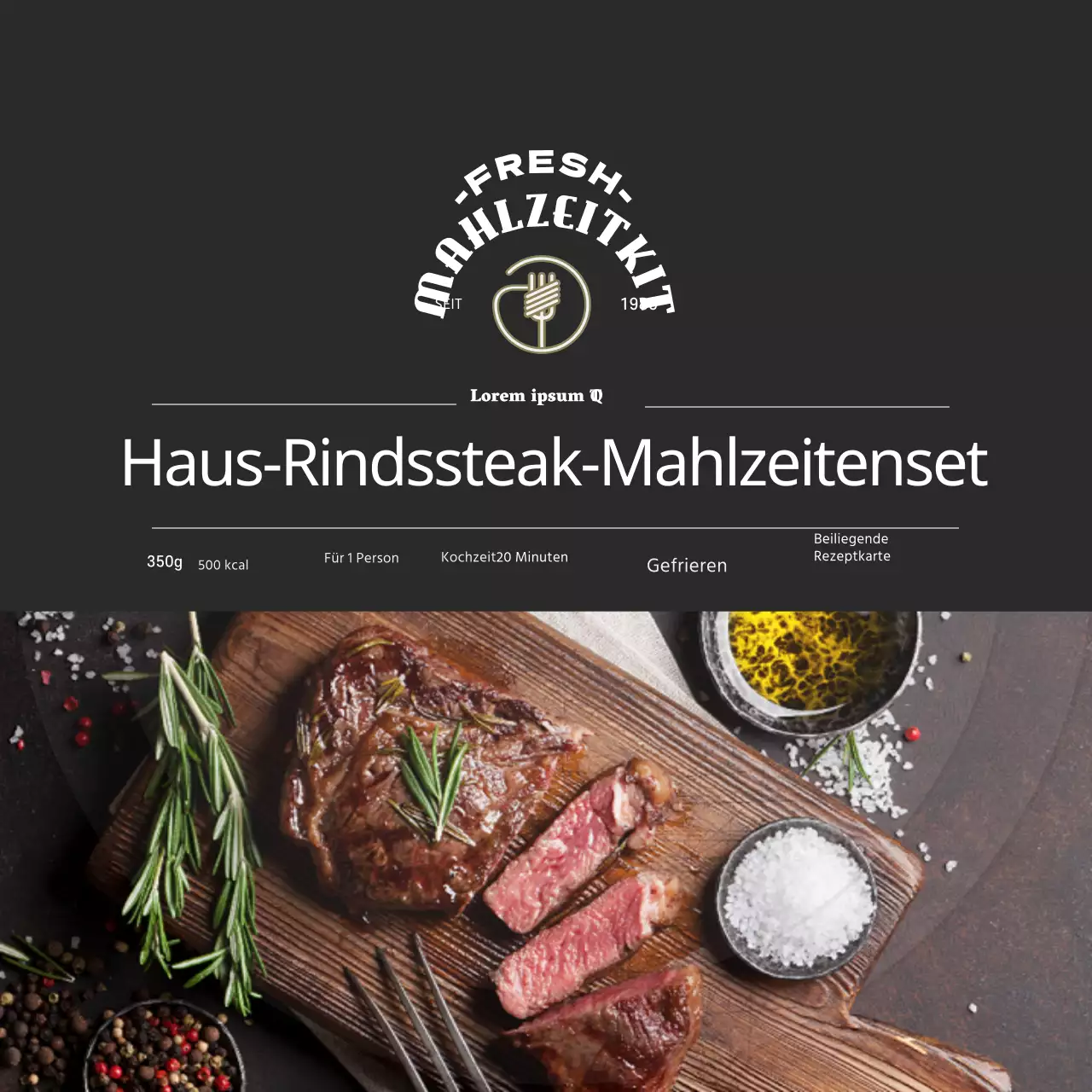 Schwarzes luxuriöses Restaurant Steak Mahlzeit Kit Aufkleber