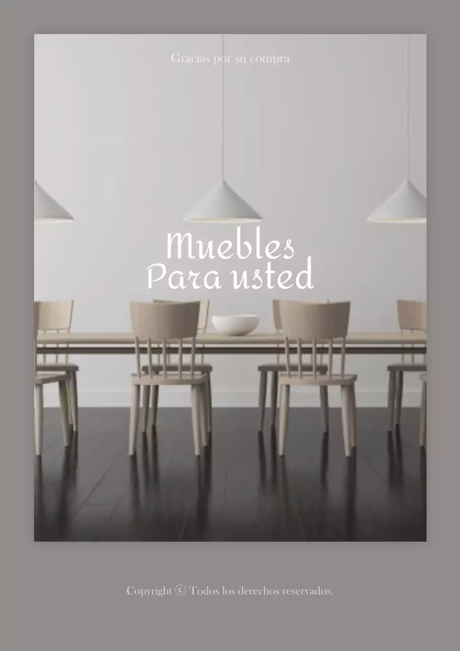 Reseña de una elegante tienda de muebles de color beige folleto promocional de eventos