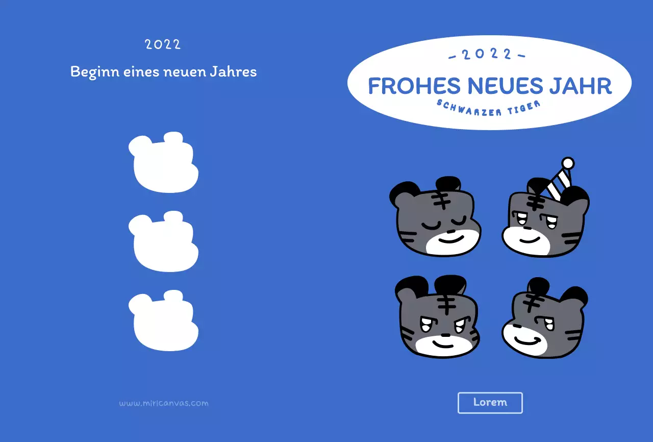 Blau und weiß runden niedlichen Tiger Illustration Konzept neues Jahr