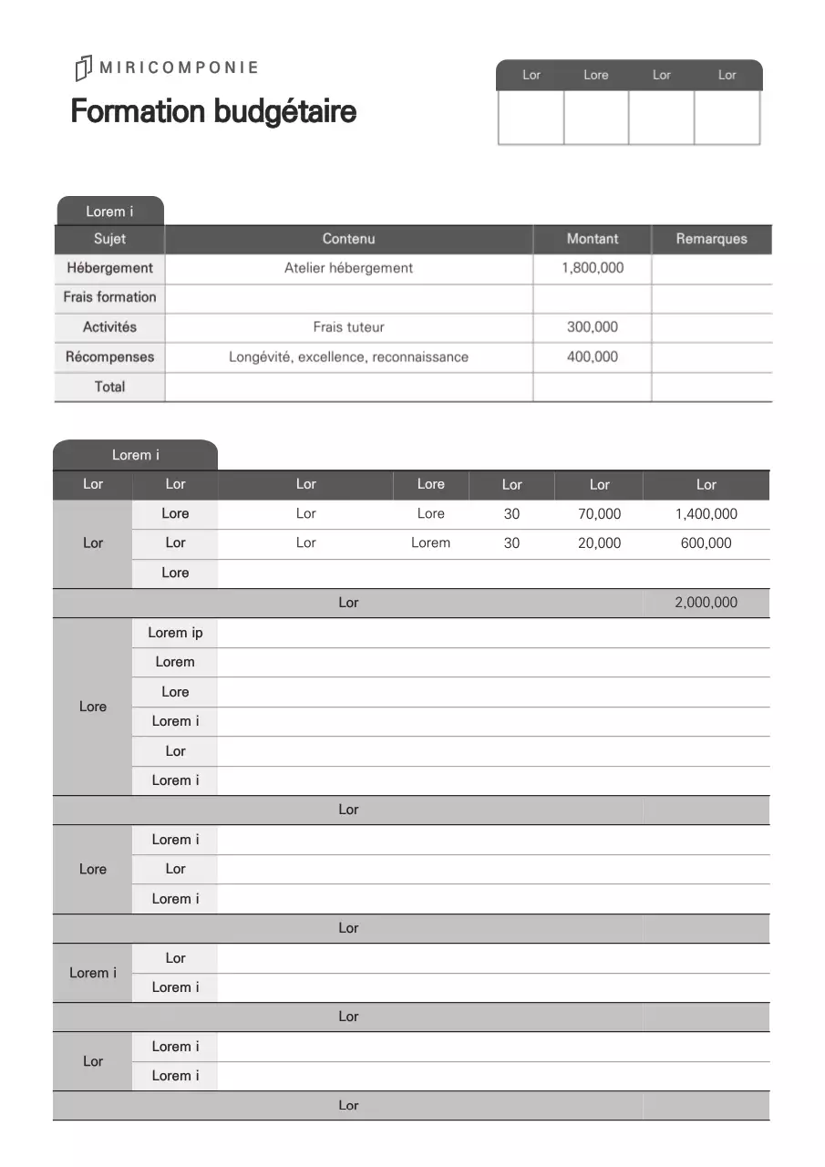 Un document de proposition de budget propre et professionnel dans des tons gris