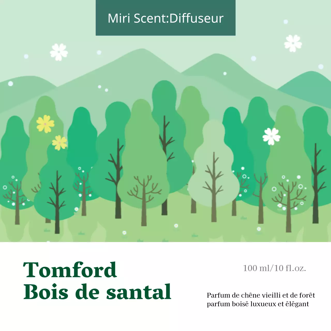 Etiquette de parfum avec illustration verte