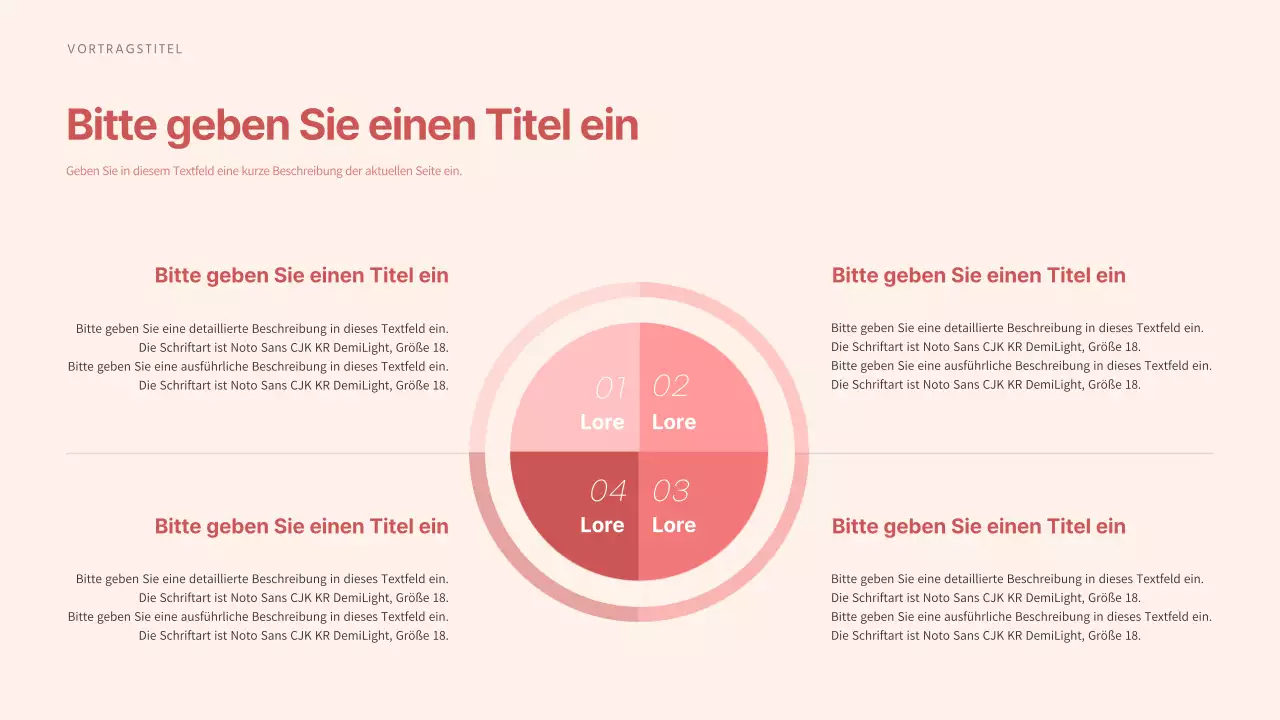 Vier Stichwort-SWOTs in beruhigenden Rottönen