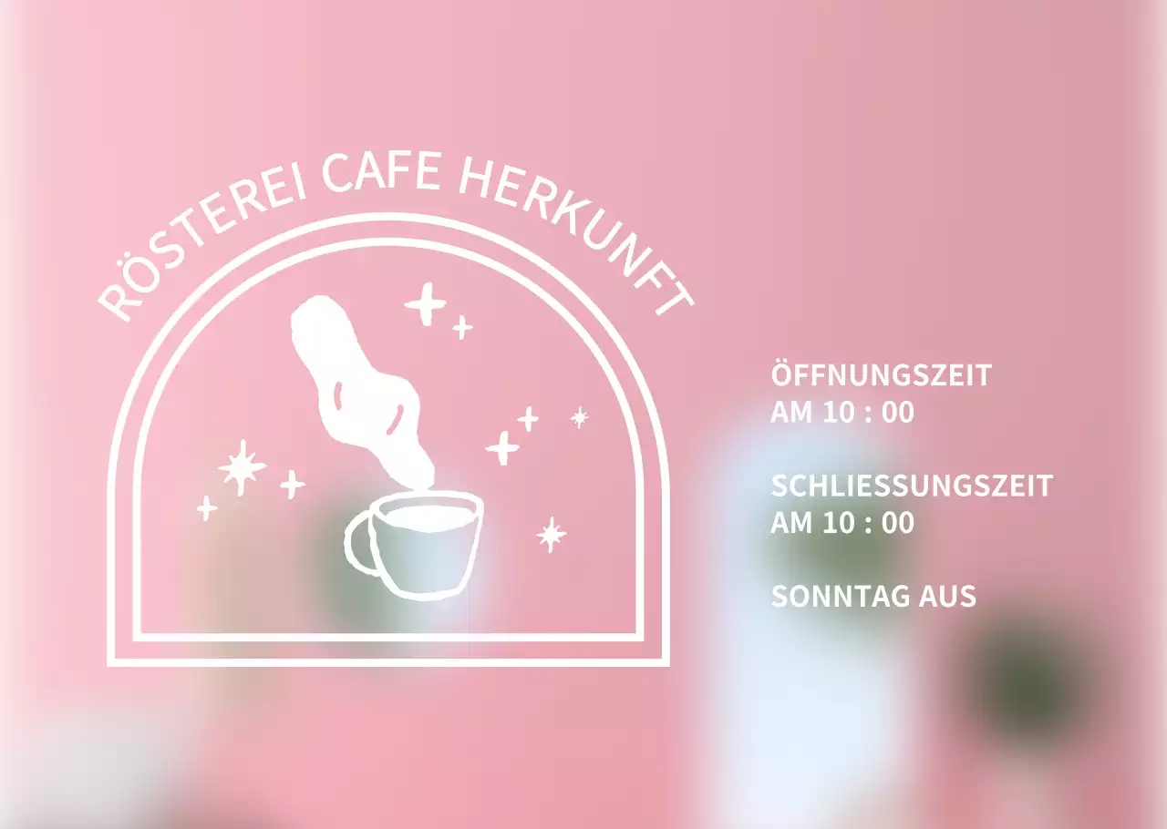 Weißes Cafe-Logo Öffnungszeiten transparentes Poster für Cafe