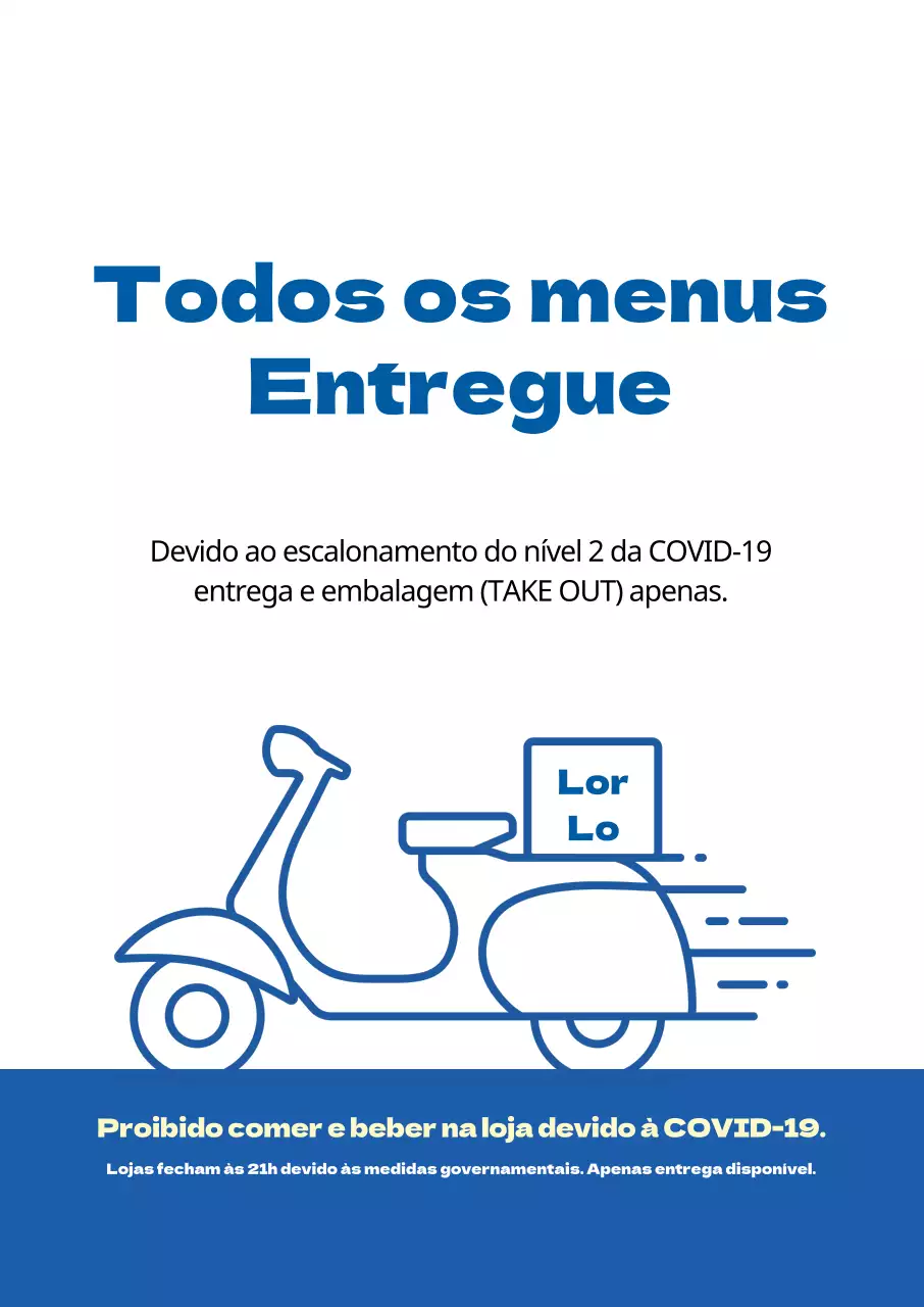 Ilustração azul COVID-19 embalagem da loja entrega