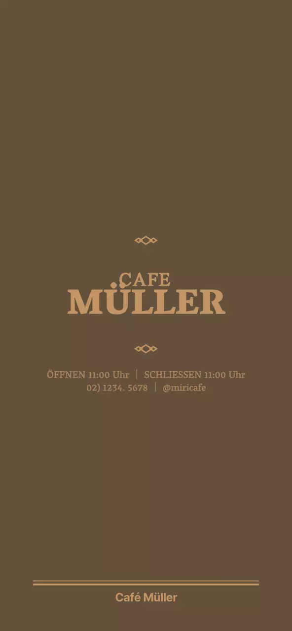 Einfaches, stilvolles Cafe-Menü-Preisschild in Kaffeefarben