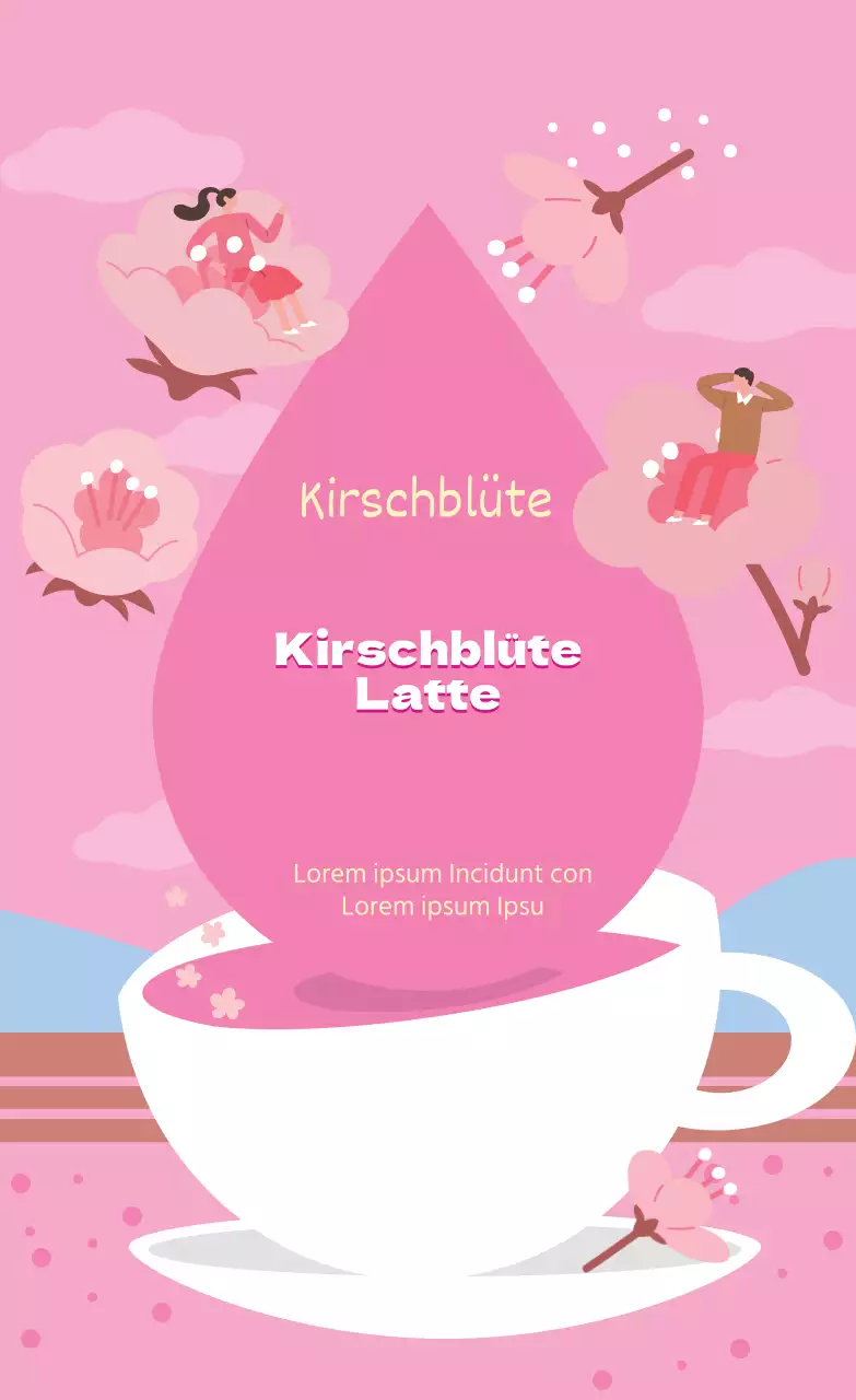 Rosa Illustration Niedliche Lebensmittel Latte Paket Etikett