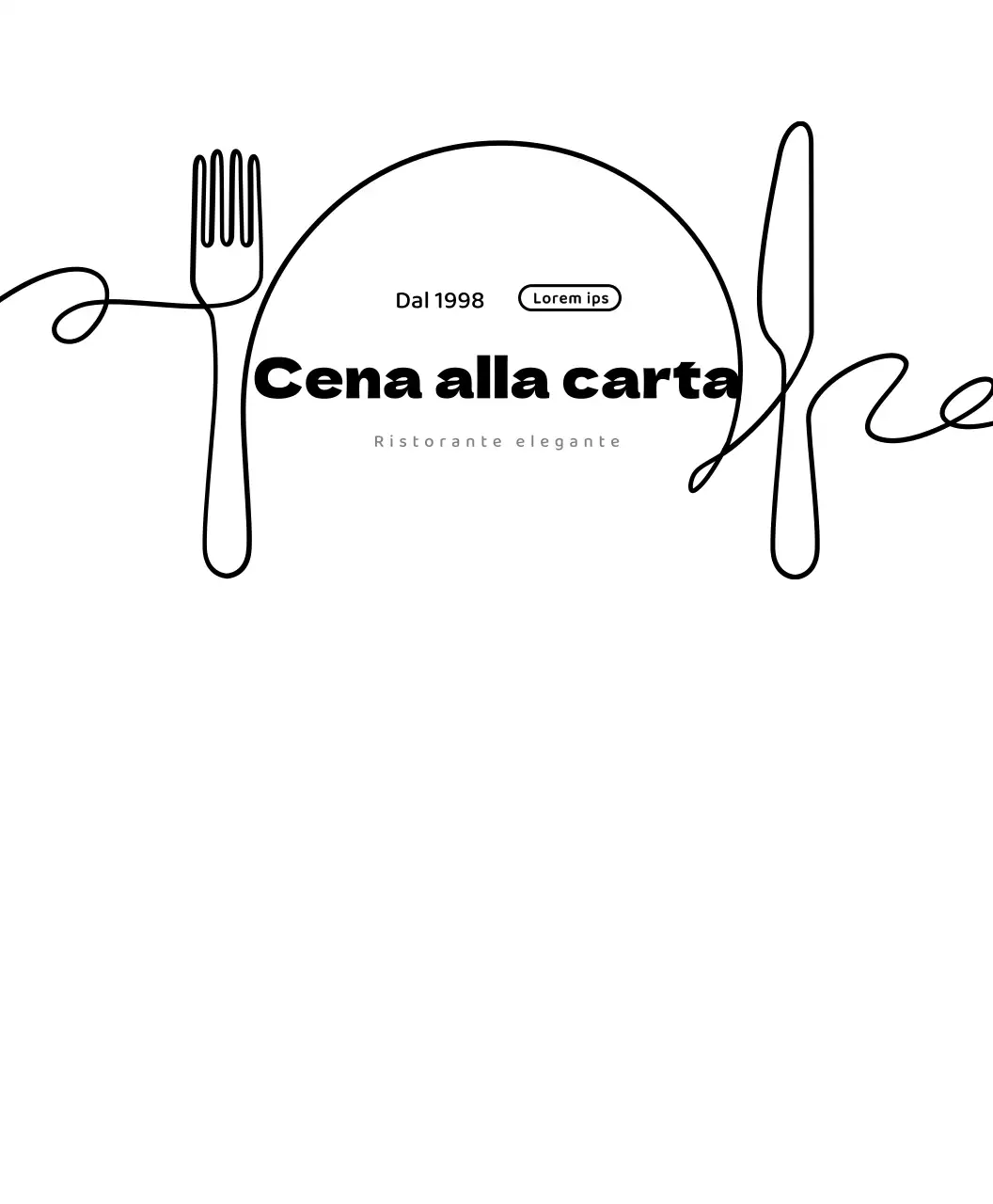 Stile semplice del logo del ristorante in bianco e nero
