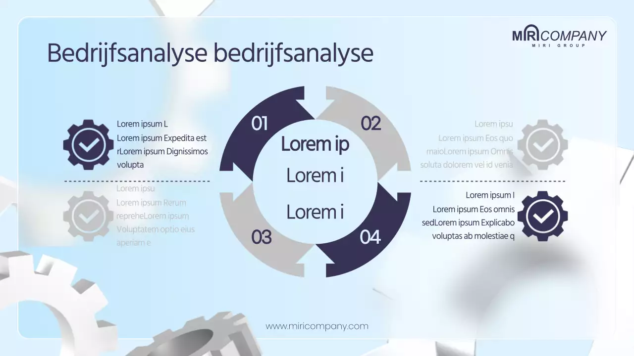 Businessplan met 3D-radertjes in blauwe tinten