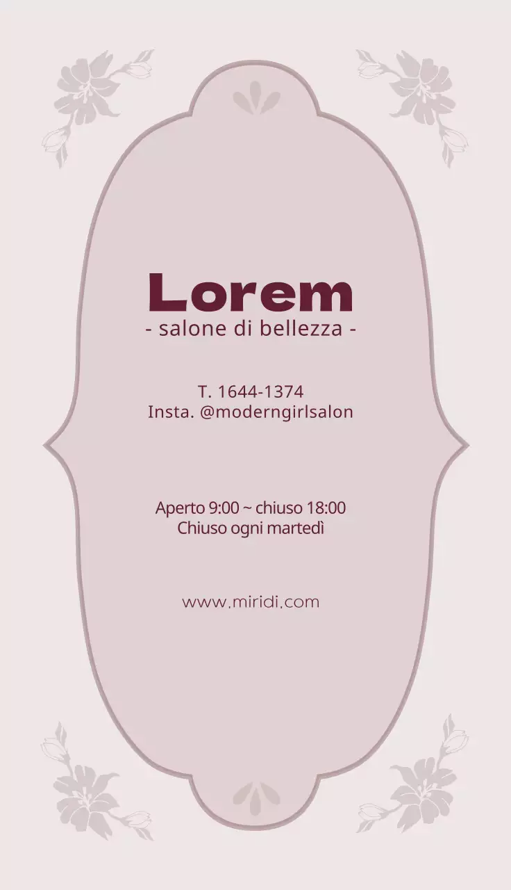 Rosa viola illustrazione parrucchiere bellezza biglietto da visita