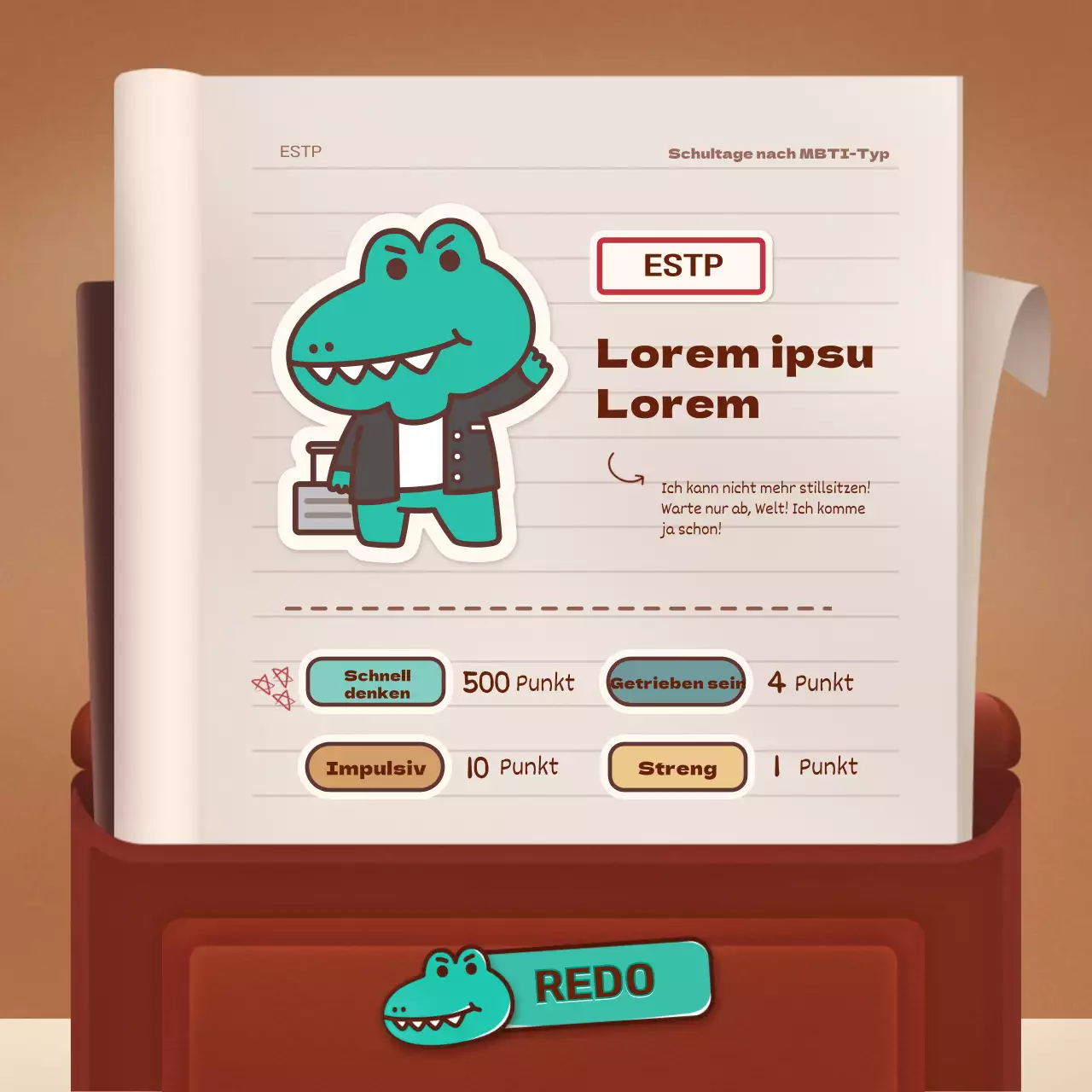 Testen von braunen und grünen Retro-Schulranzen-Konzeptmodellen