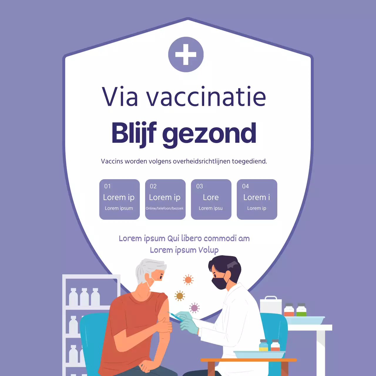 Schone vaccinpromotie met paarse illustraties