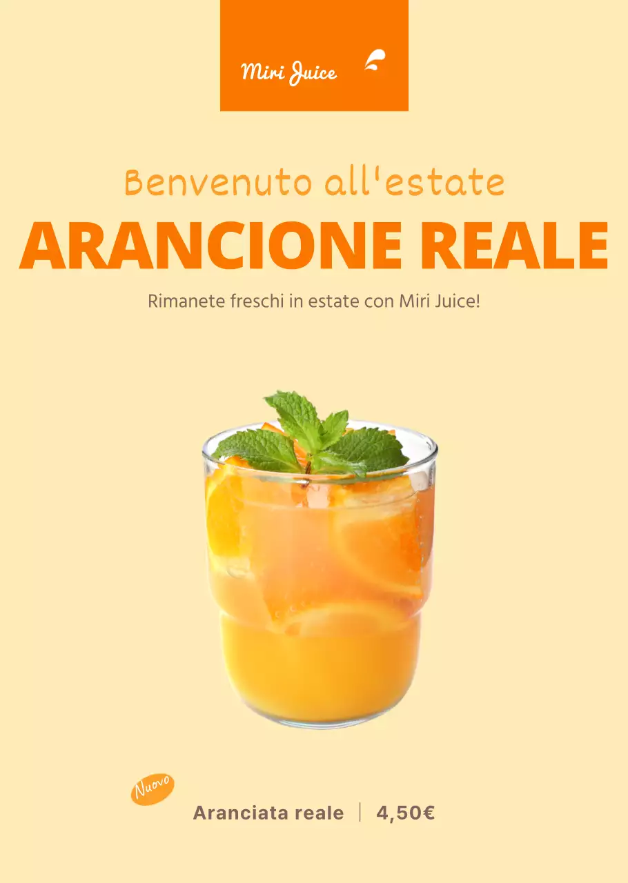 Manifesto trasparente per un caffè giallo Orangeoid
