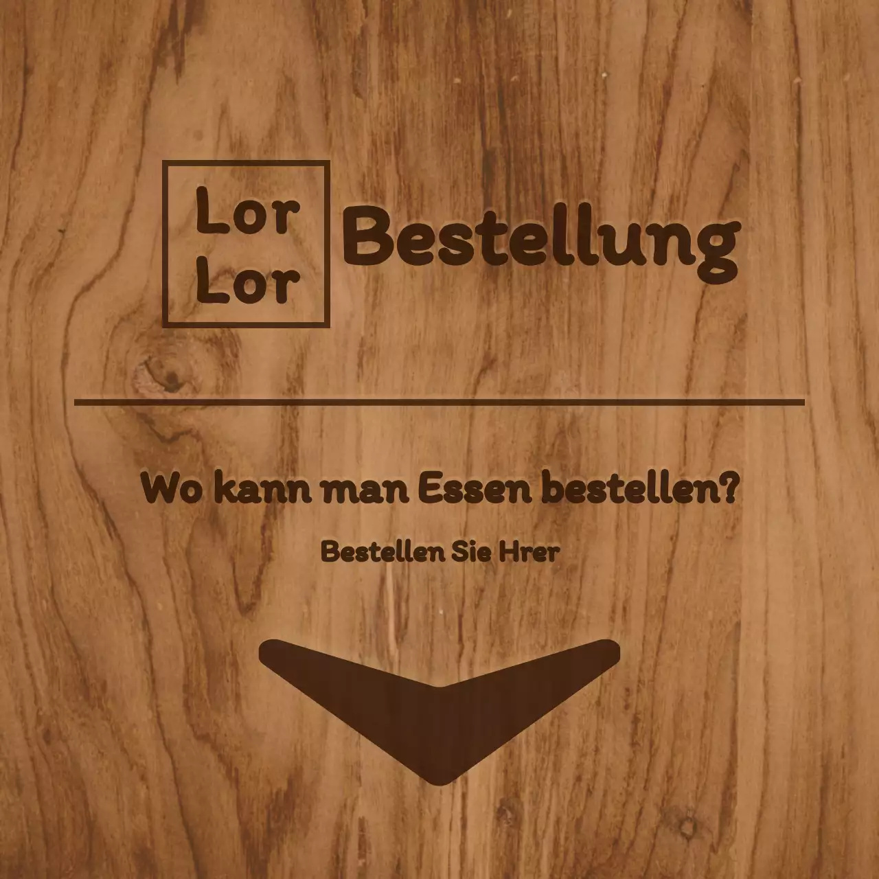 Innenbeschilderung in der Kantine mit bräunlichen Farben und einem einfachen Holzkonzept