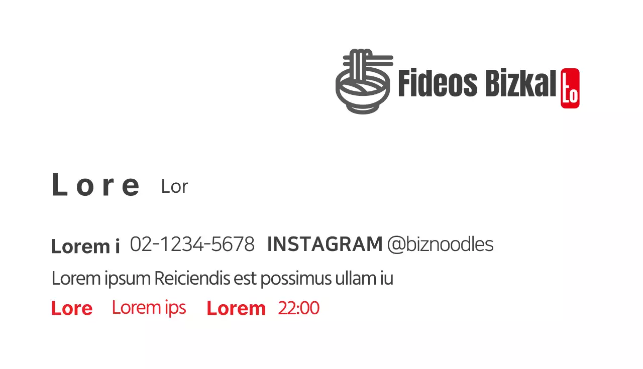 gris rojo ilustración logotipo fideos tarjeta de visita