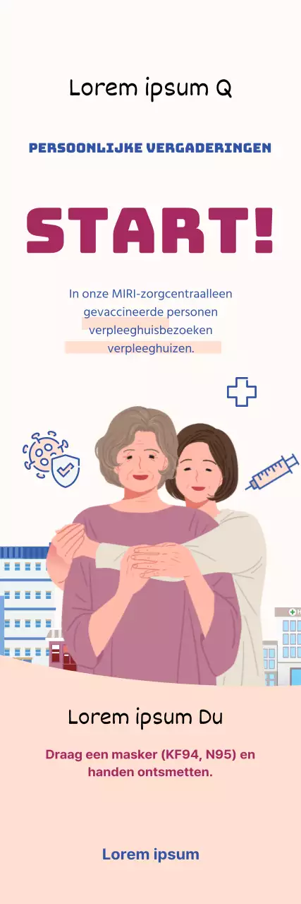 Eenvoudige blauw en rood geïllustreerde face-to-face instructies