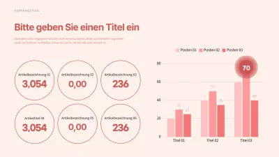 Posten und Balkendiagramme in gedämpften Rottönen