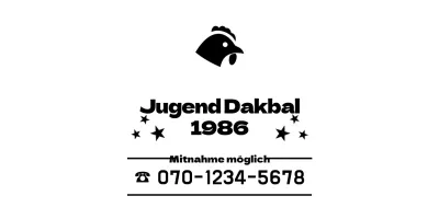 Sauberer, einfacher, auf das Hühnerfuß-Logo ausgerichteter Layout-Stil für Informationen und Gästeservices