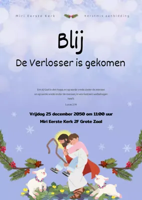 Licht Blauwe Warme Illustratie Kerstmis Dienst Aankondiging Web Poster Portret