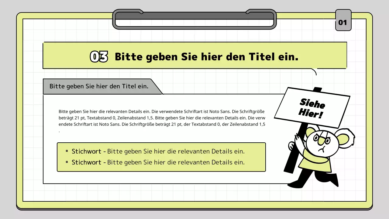 Klemmbrett Konzept pädagogische Präsentation Kit in Kalk und weiß