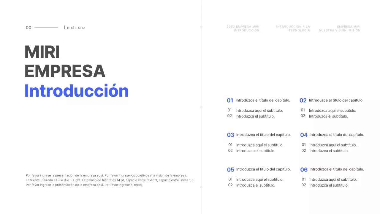 Concepto de línea básica en azul y blanco Perfil de la empresa