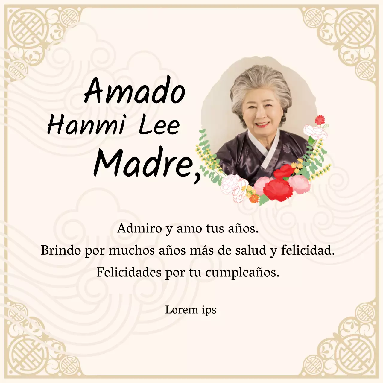 Beige ilustración oriental feliz celebración de cumpleaños