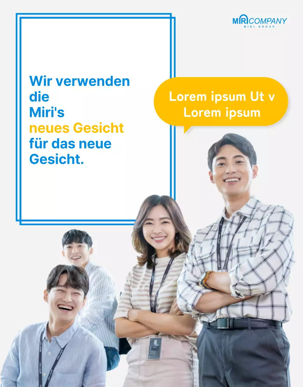 Blaues und gelbes Webzine mit einführendem Firmen-Newsletter