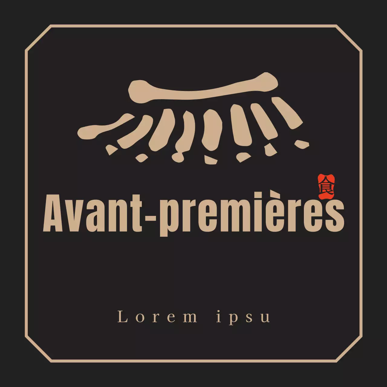 Concept épuré de signalisation de logo de restaurant coréen en marron foncé et jaune pour promouvoir le restaurant.