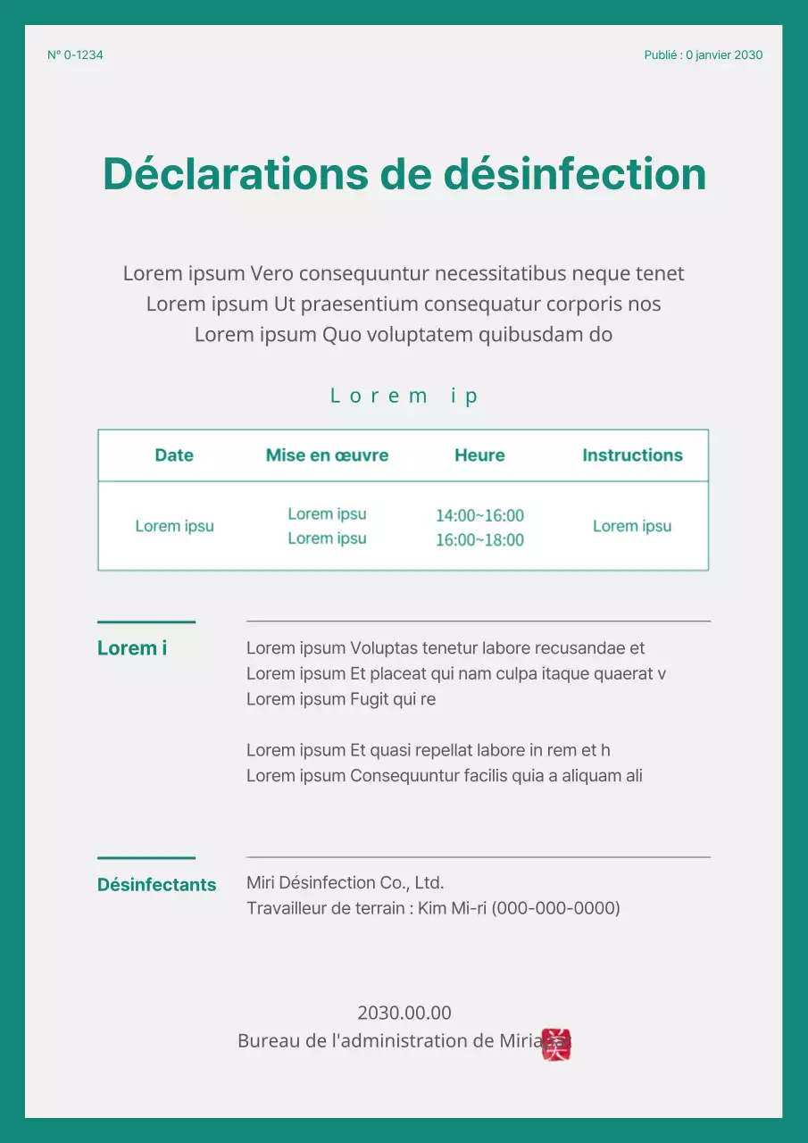 Avis de désinfection des appartements en gris et turquoise