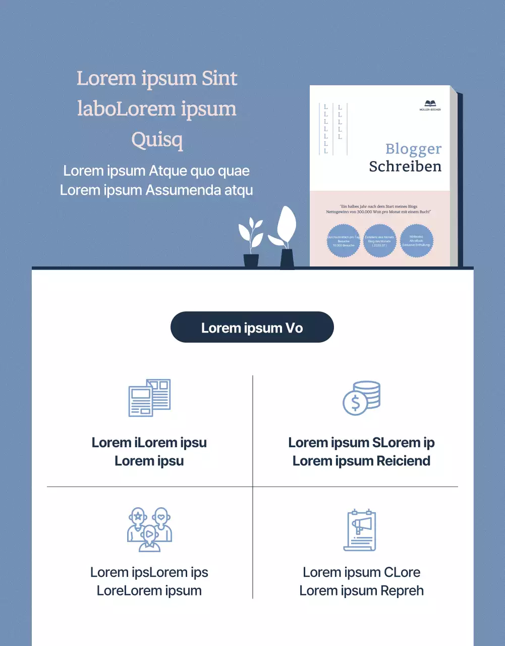 Verkauf von ebooks in blau und rosa