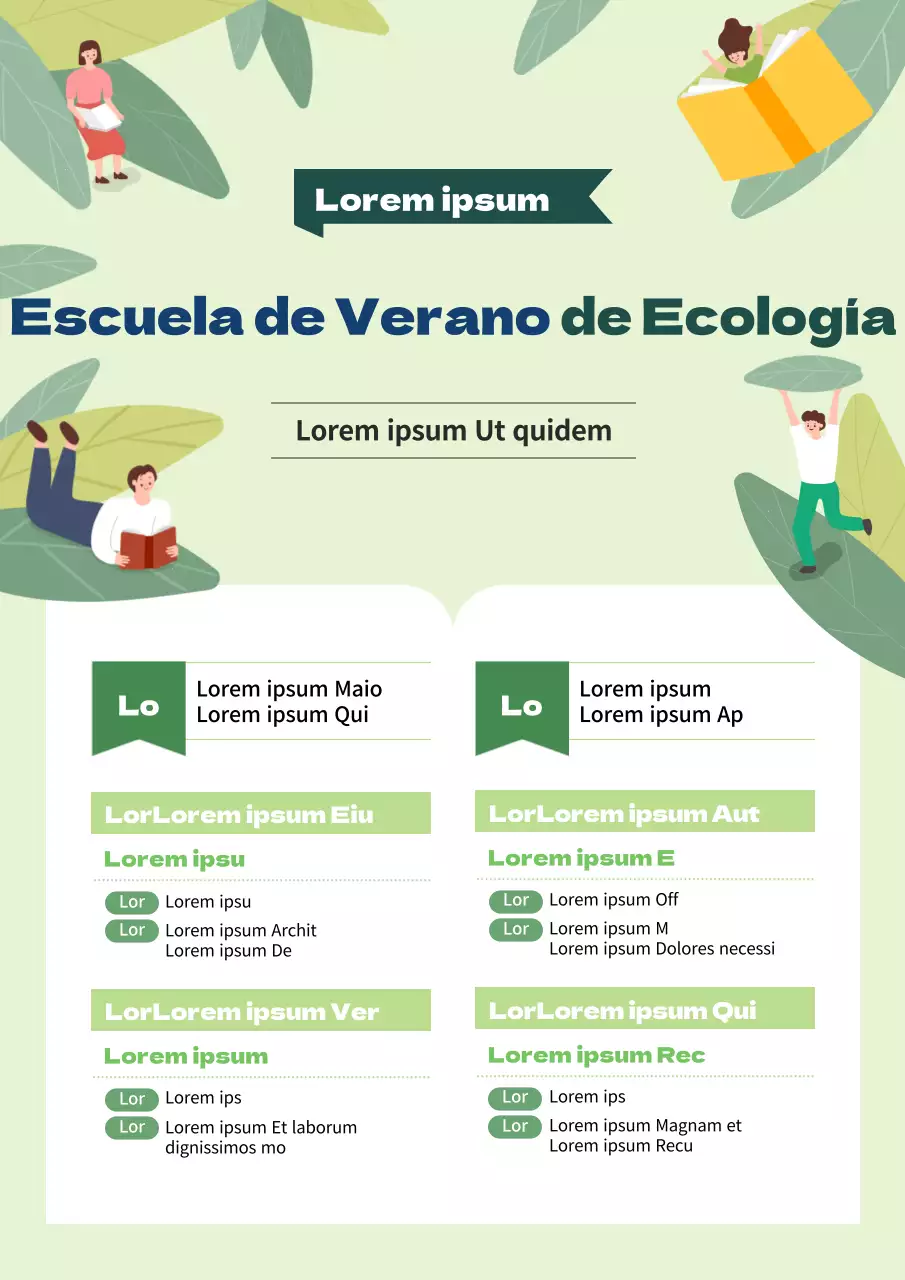 Plan temático de naturaleza y lectura en verde lima