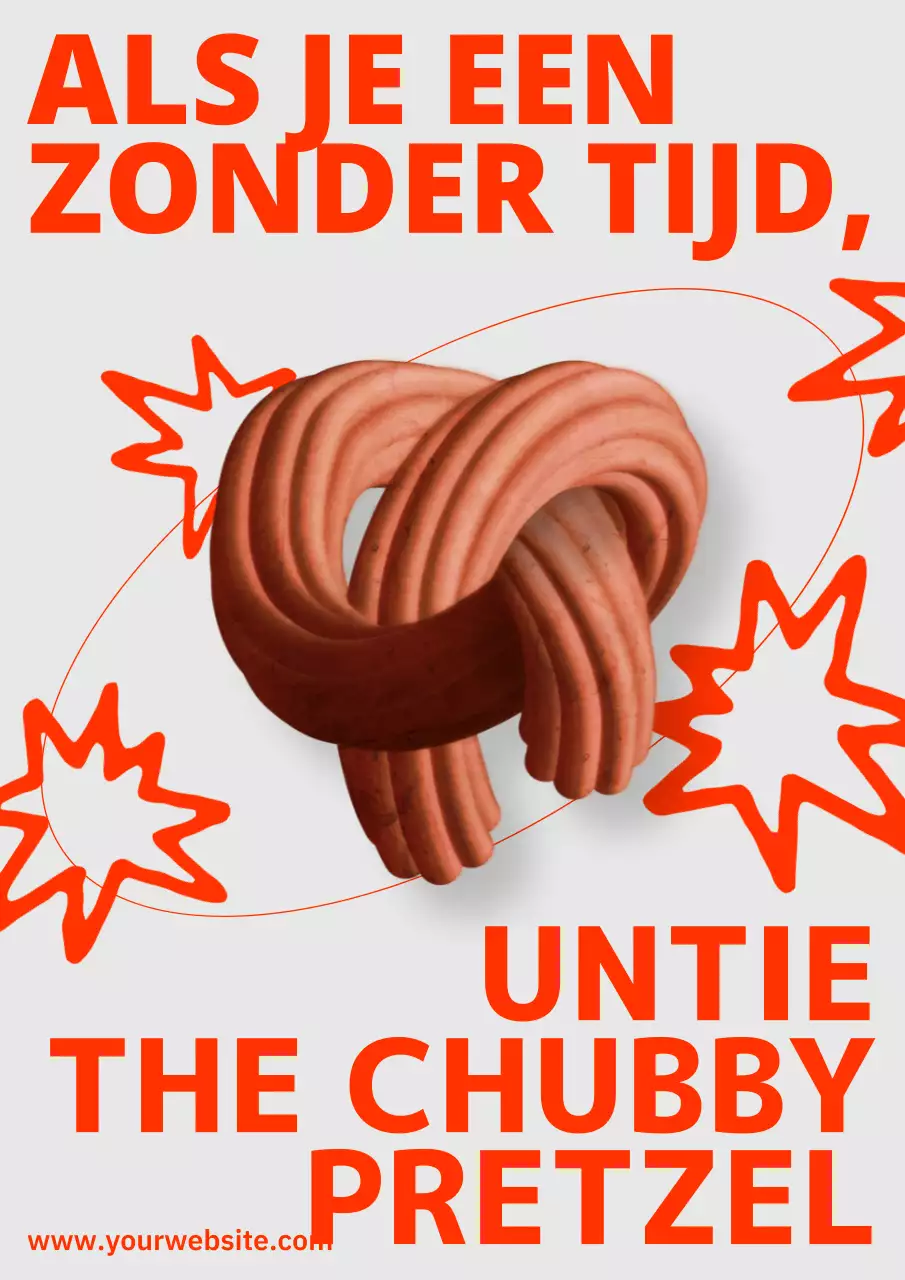Oranje en beige pretzel planeet verticale webposter