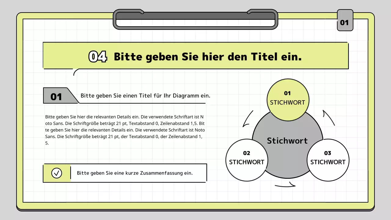 Klemmbrett Konzept pädagogische Präsentation Kit in Kalk und weiß