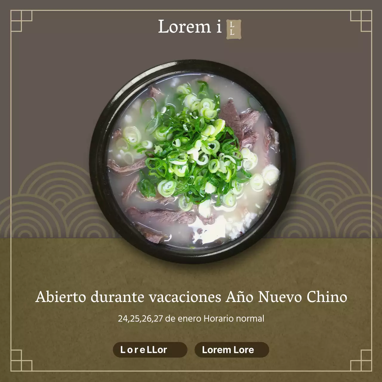 Restaurante marrón de lujo para las fiestas del Año Nuevo Lunar Instagram feed