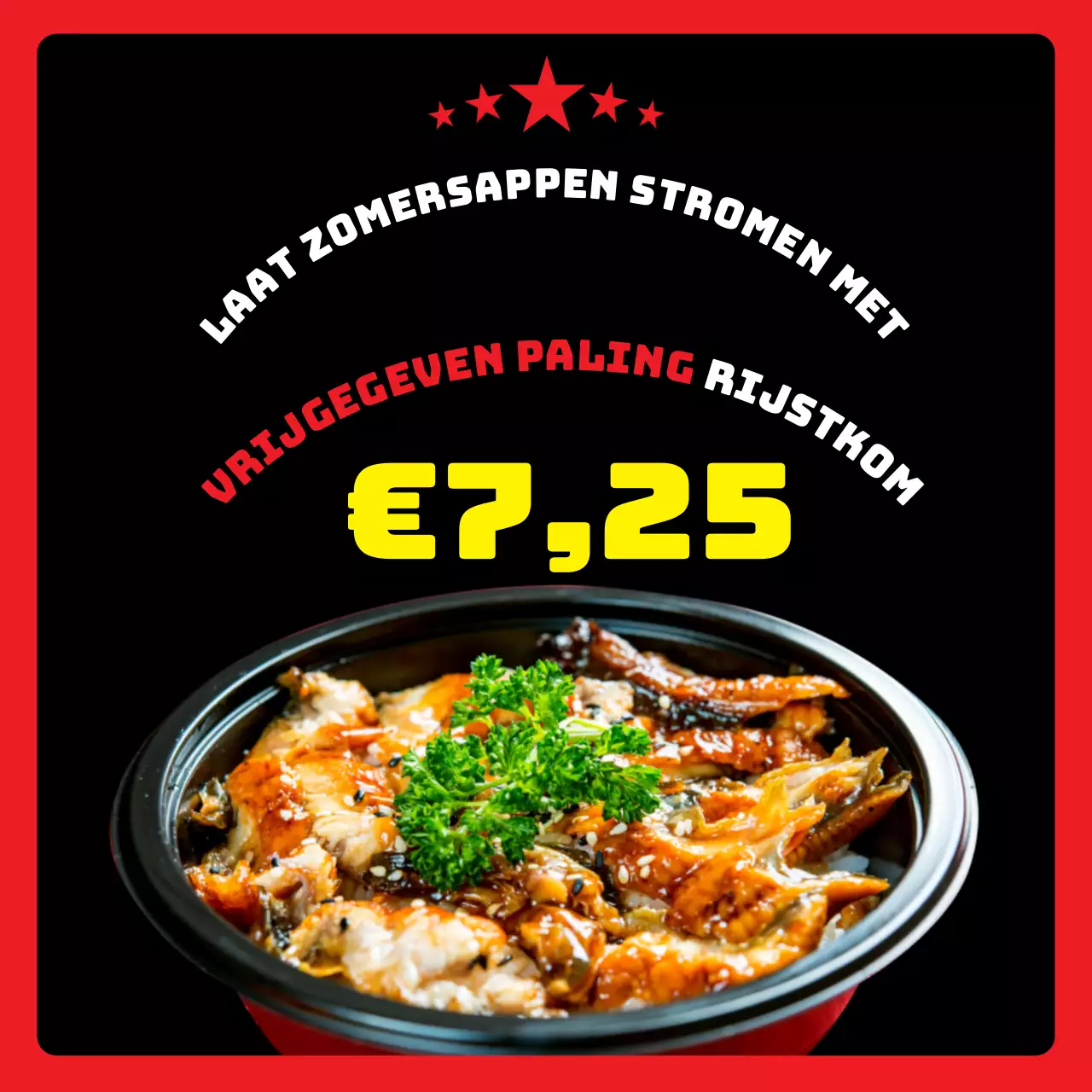 Aankondiging van de lancering van het nieuwe menu van de zwarte en rode palingkom