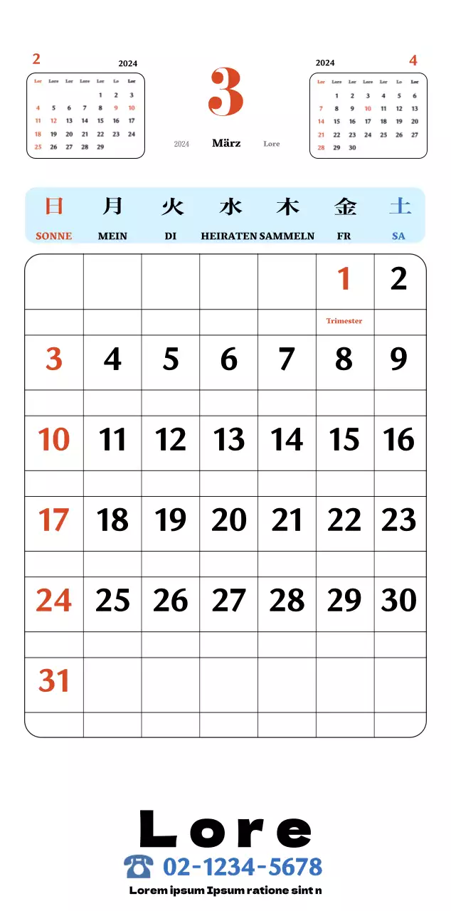 Rote und blaue Retro-Untersetzer Erinnerungskalender