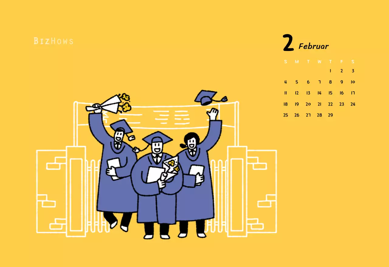 Neujahrskalender mit niedlichen Illustrationen