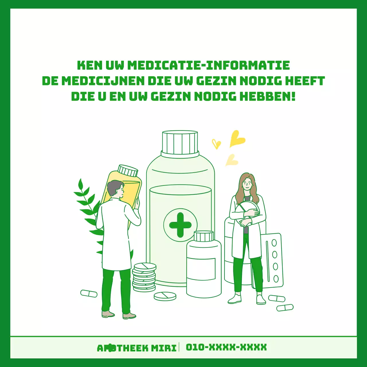 Benodigde medicatie per symptoom in het groen geïllustreerde receptconcept