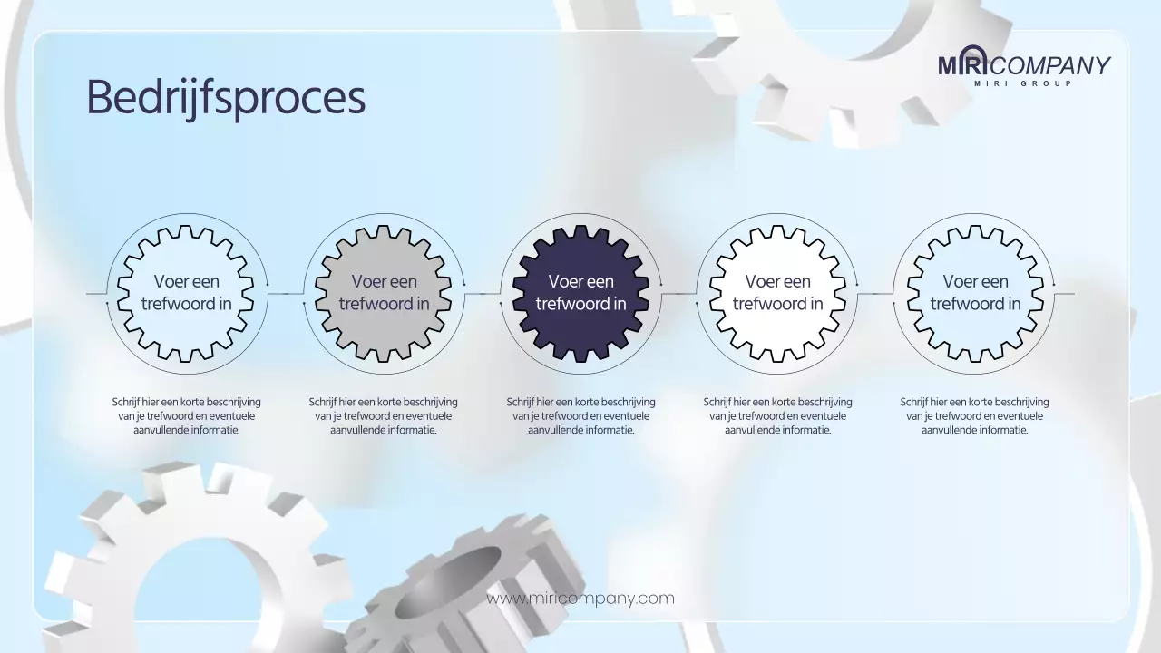 Businessplan met 3D-radertjes in blauwe tinten