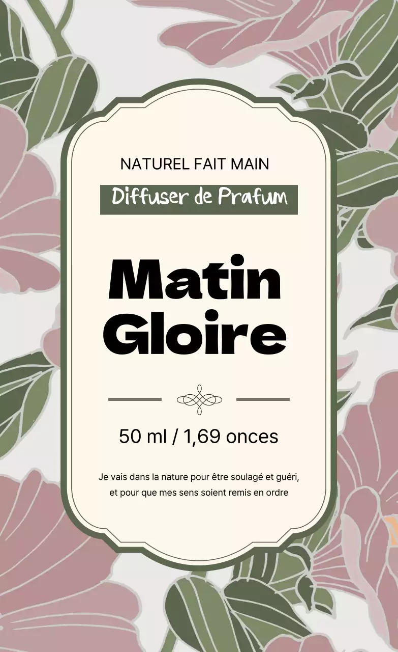 Étiquette de parfum vintage avec illustration verte