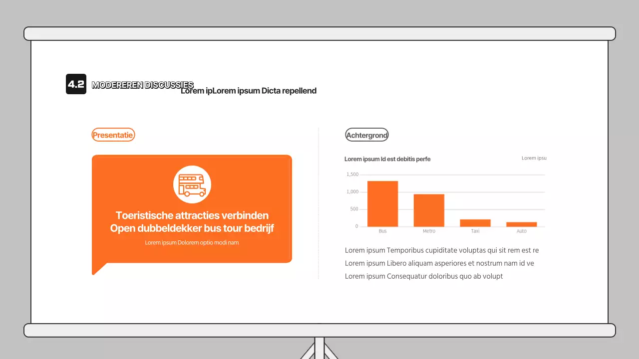 Discussiepresentatie met oranje illustratie