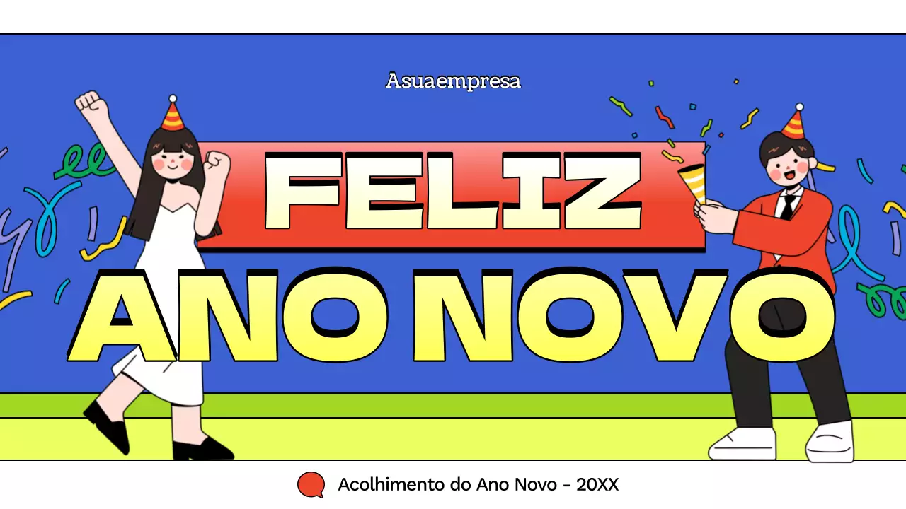 apresentação de ano novo da banda desenhada azul