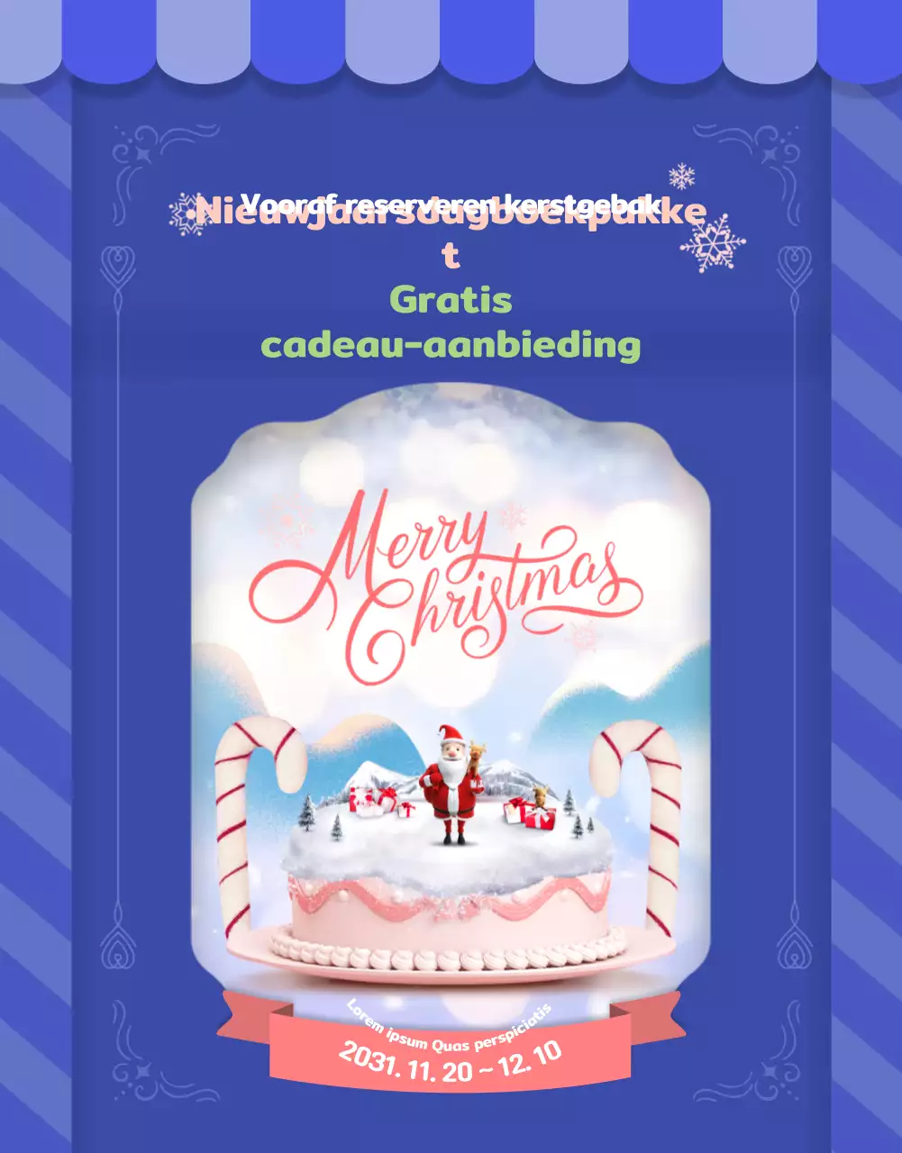 Taart pre-order giveaway met een schattig kaartontwerp in helder ultramarijn blauw