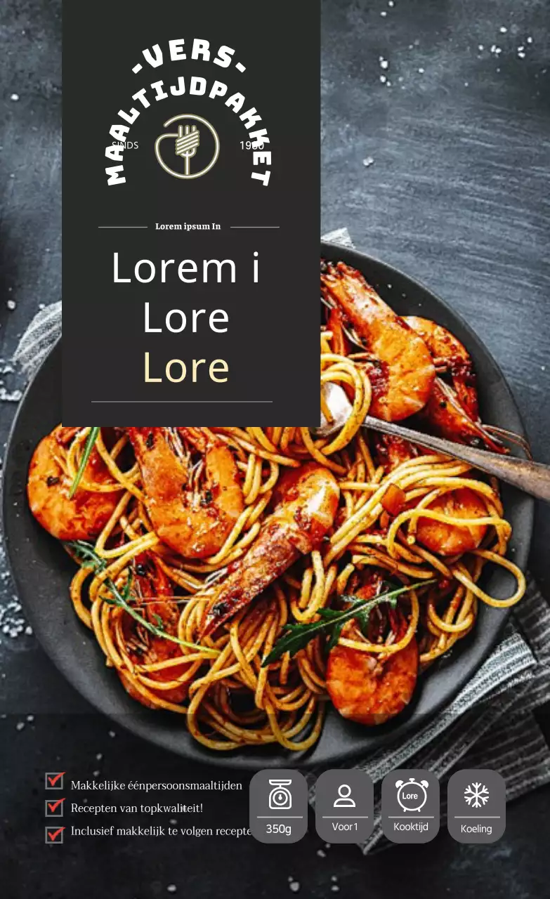 Zwarte Luxe Restaurant Pasta Maaltijd Kit Sticker