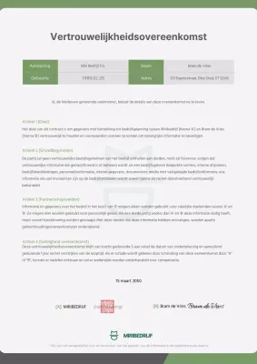 Een schone, limoengroene vertrouwelijkheidsbelofte