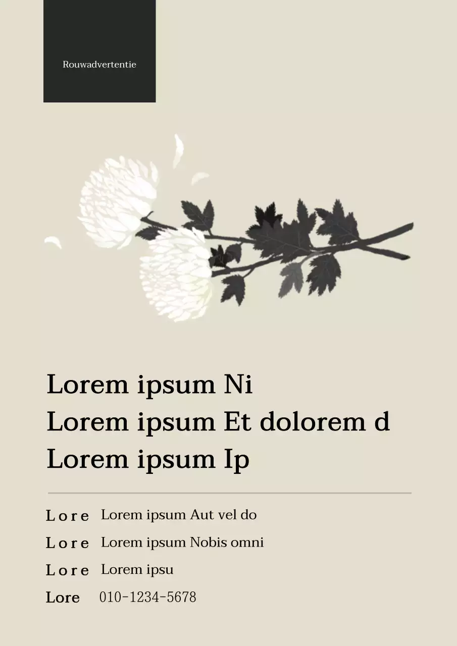 Beige rustige chrysant bloem illustratie rouwbericht